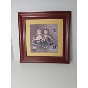 Vintage Raggedy Ann & Andy Folk Art Primitive Wall Art by Mary Hughes